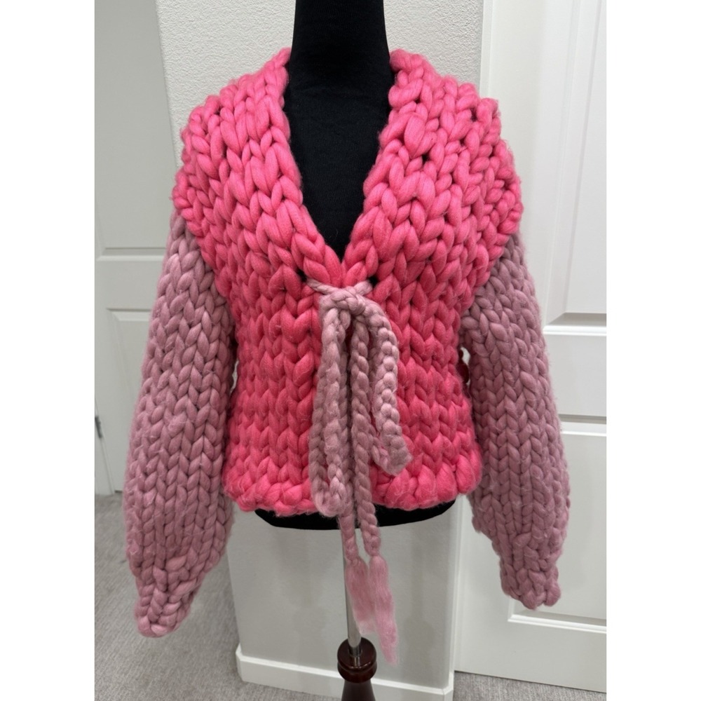 Hope Macaulay Colorful Colossal Knit Cardigan Acyrlic Size S/M Hand knitted